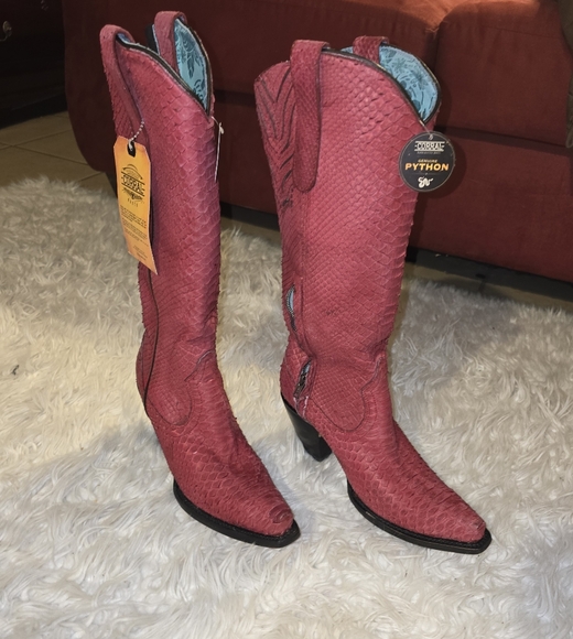 Red exotic python boots - Picture 2 of 6